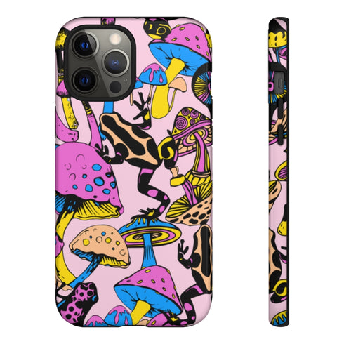 Magic Mushrooms and Frogs Phone Case in Pastel
